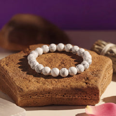Howlite Crystal Bracelet 8MM | Natural Stone Bracelet for Calm, Clarity & Stress Relief