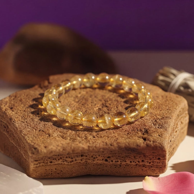 Citrine Crystal Bracelet | Natural Stone Bracelet for Abundance & Joy | 8MM Healing Crystal Bracelet