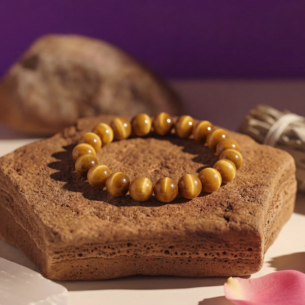 Golden Tiger Eye Bracelet | 8MM Natural Stone Beads | Protection, Confidence & Good Fortune