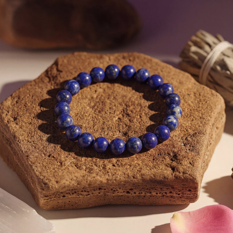 Lapis Lazuli Crystal Bracelet – 8MM Natural Stone Beads for Truth, Wisdom & Spiritual Clarity