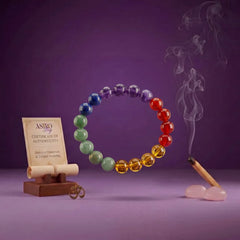 7 Chakra Healing Crystal Bracelet | Amethyst, Lapis Lazuli, Turquoise, Green Aventurine, Tiger Eye, Citrine & Red Agate | 8MM Natural Stone Bracelet