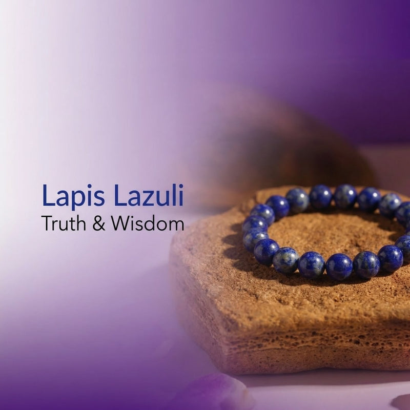 Lapis Lazuli Crystal Bracelet – 8MM Natural Stone Beads for Truth, Wisdom & Spiritual Clarity