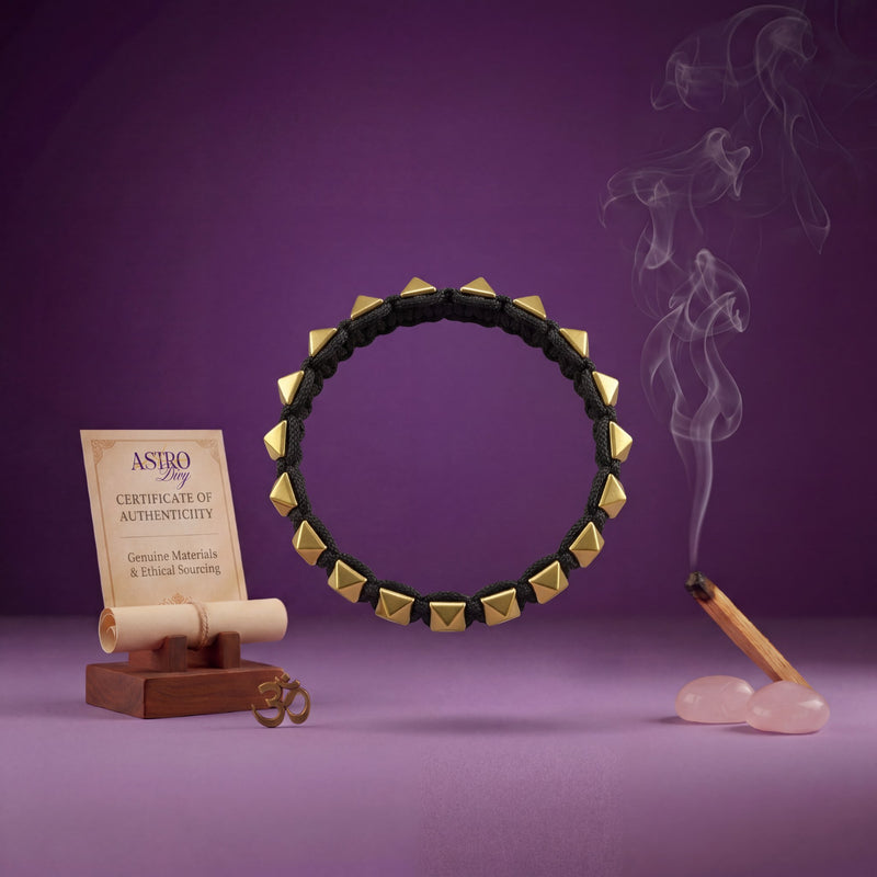 Golden Pyramid Pyrite Bracelet | Abundance, Confidence & Protection | Adjustable Macramé