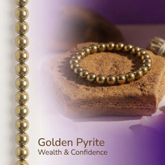 Golden Pyrite Bracelet 8MM | Wealth, Confidence & Abundance | Natural Stone Healing Crystal Bracelet