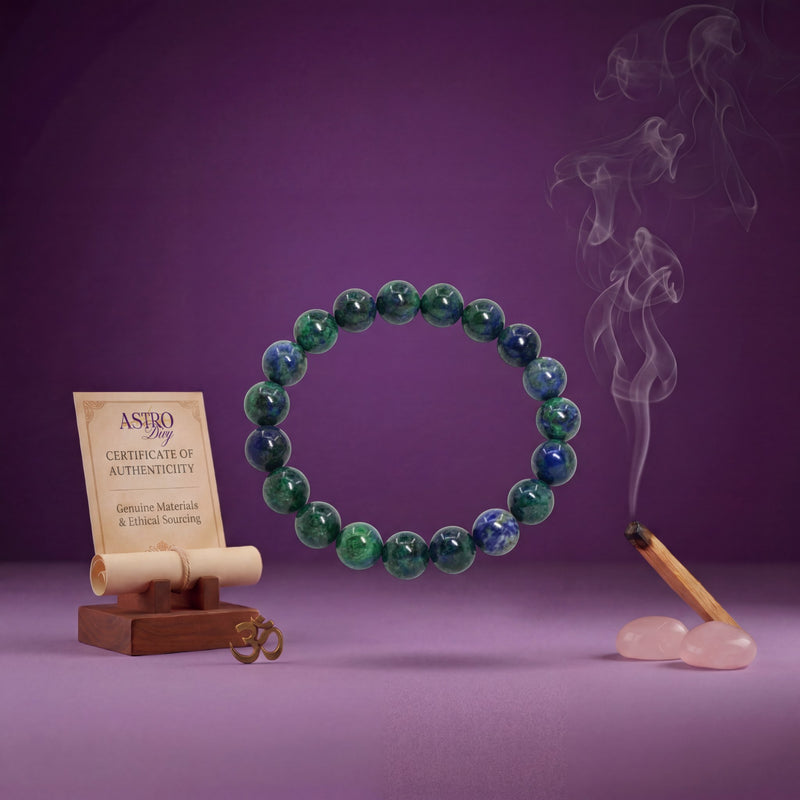Azurite Crystal Bracelet 8MM | Intuition, Inner Wisdom & Spiritual Growth | Natural Stone Healing Bracelet