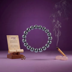 Hematite Crystal Bracelet – Grounding, Strength & Protection | 8MM Natural Stone Healing Bracelet