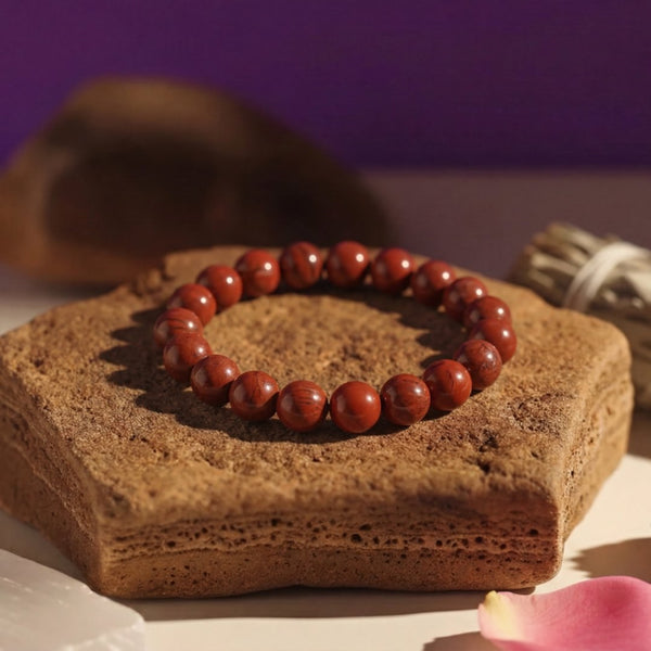 Red Jasper Crystal Bracelet – 8MM Natural Stone Beads for Vitality, Courage & Grounding