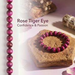 Rose Tiger Eye Bracelet 8MM – Confidence, Passion & Inner Strength | Natural Stone Healing Crystal Bracelet