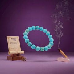 Turquoise Crystal Bracelet | 8MM Natural Stone Beads | Throat Chakra Healing & Protection Bracelet