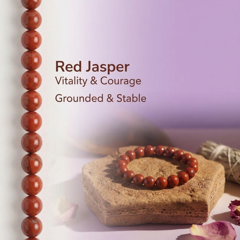 Red Jasper Crystal Bracelet – 8MM Natural Stone Beads for Vitality, Courage & Grounding