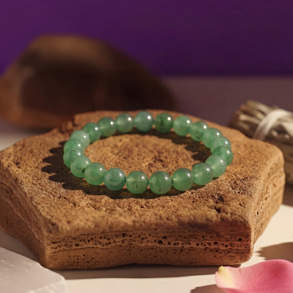 Green Aventurine Crystal Bracelet | Natural Stone Bracelet for Luck & Prosperity | 8MM Healing Crystal Bracelet