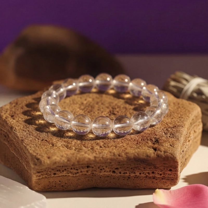 Clear Quartz Crystal Bracelet 8MM | Clarity, Focus & Energy Amplification | Natural Healing Stone Bracelet