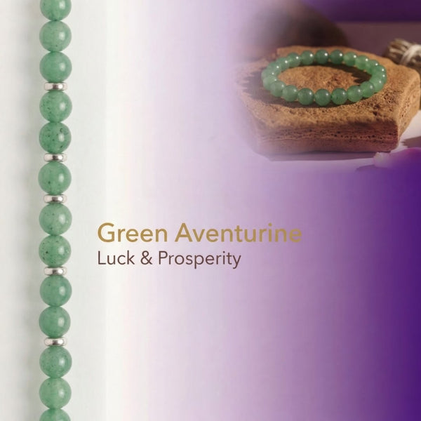 Green Aventurine Crystal Bracelet | Natural Stone Bracelet for Luck & Prosperity | 8MM Healing Crystal Bracelet