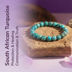 South African Turquoise Bracelet | 8MM Natural Stone Beads | Protection, Healing & Communication