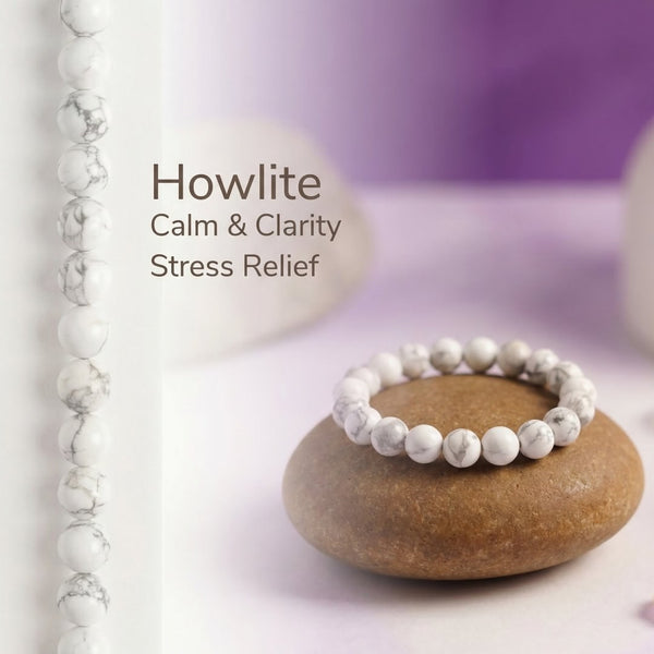 Howlite Crystal Bracelet 8MM | Natural Stone Bracelet for Calm, Clarity & Stress Relief