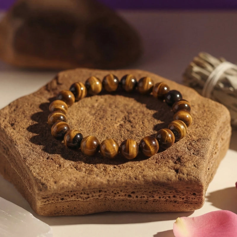 Black Tiger Eye Bracelet – 8MM Natural Stone Bracelet for Protection, Strength & Confidence