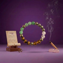 Dhan Yog Money Magnet Bracelet | Green Jade, Tiger Eye, Citrine, Pyrite & Golden Hematite | 8MM Natural Stone Healing Crystal Bracelet