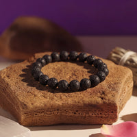 Natural Lava Stone Bracelet | 8MM Black Volcanic Rock Beaded Bracelet for Grounding, Strength & Spiritual Healing