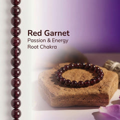 Red Garnet Crystal Bracelet 8MM | Passion, Energy & Root Chakra Healing | Natural Stone Bracelet