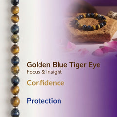 Golden Blue Tiger Eye Bracelet | Focus, Confidence & Protection | Natural Stone 8MM Healing Crystal Bracelet