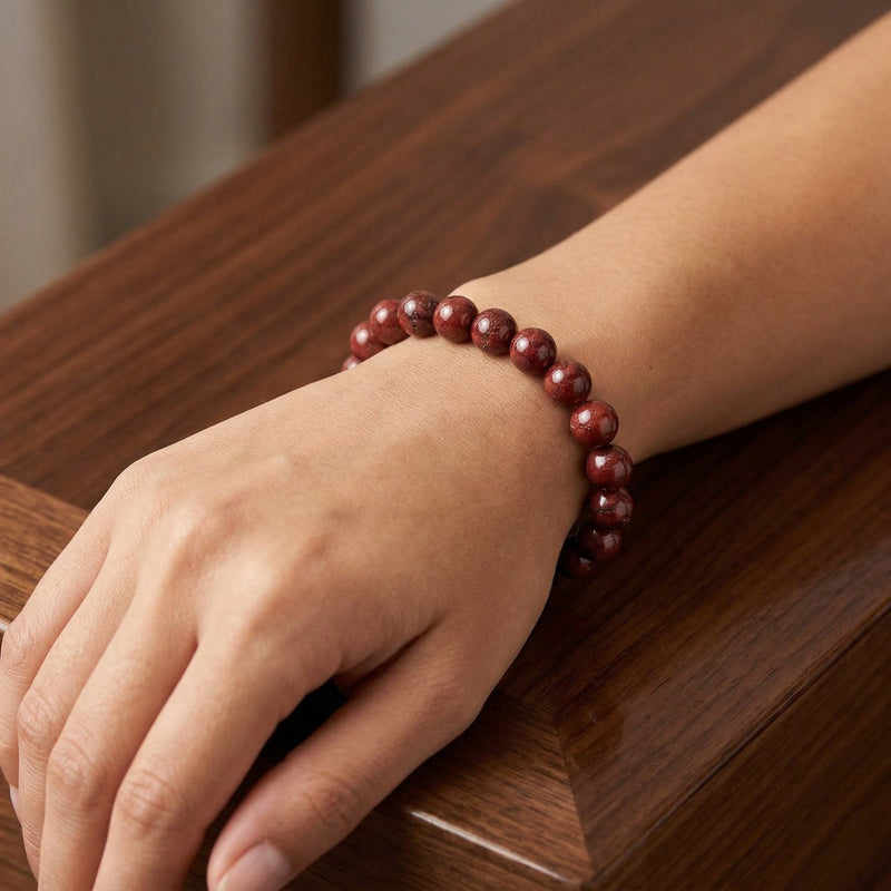 Red Jasper Crystal Bracelet – 8MM Natural Stone Beads for Vitality, Courage & Grounding