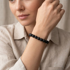 Natural Lava Stone Bracelet | 8MM Black Volcanic Rock Beaded Bracelet for Grounding, Strength & Spiritual Healing