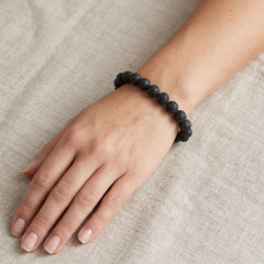Natural Lava Stone Bracelet | 8MM Black Volcanic Rock Beaded Bracelet for Grounding, Strength & Spiritual Healing