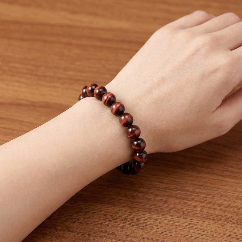 Red Tiger Eye Bracelet – 8MM Natural Stone Bracelet for Vitality, Strength & Grounding