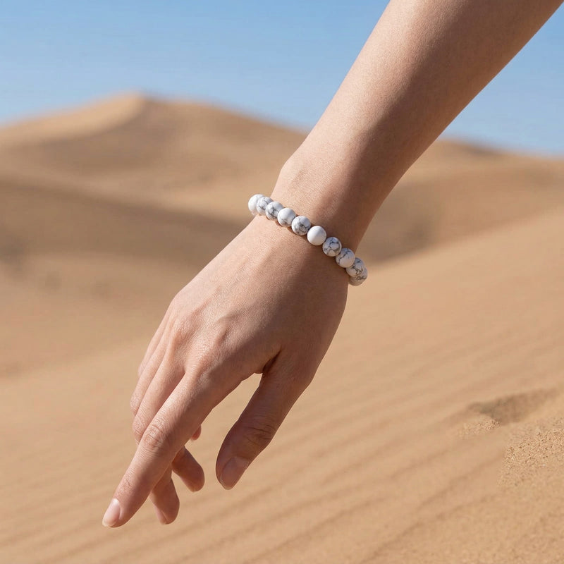 Howlite Crystal Bracelet 8MM | Natural Stone Bracelet for Calm, Clarity & Stress Relief