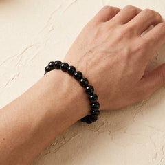 Black Obsidian Crystal Bracelet 8MM | Protection, Grounding & Emotional Healing | Natural Stone Bracelet