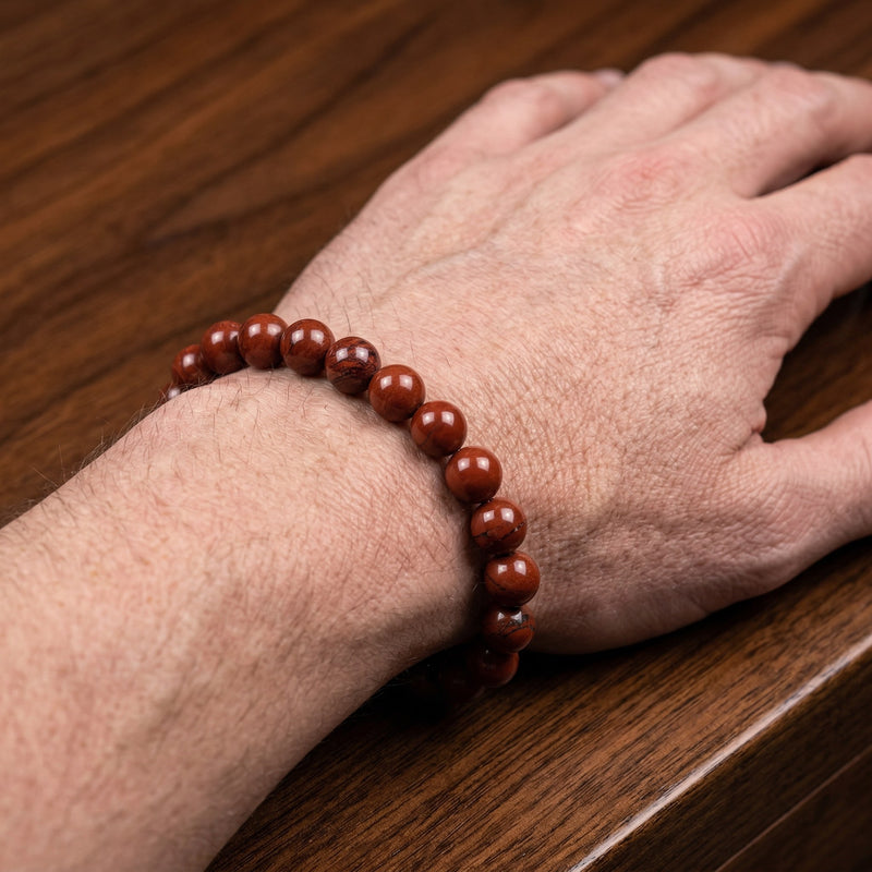 Red Jasper Crystal Bracelet – 8MM Natural Stone Beads for Vitality, Courage & Grounding