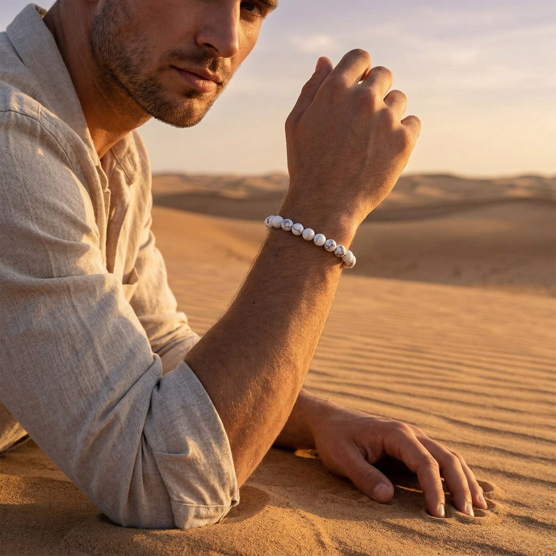 Howlite Crystal Bracelet 8MM | Natural Stone Bracelet for Calm, Clarity & Stress Relief