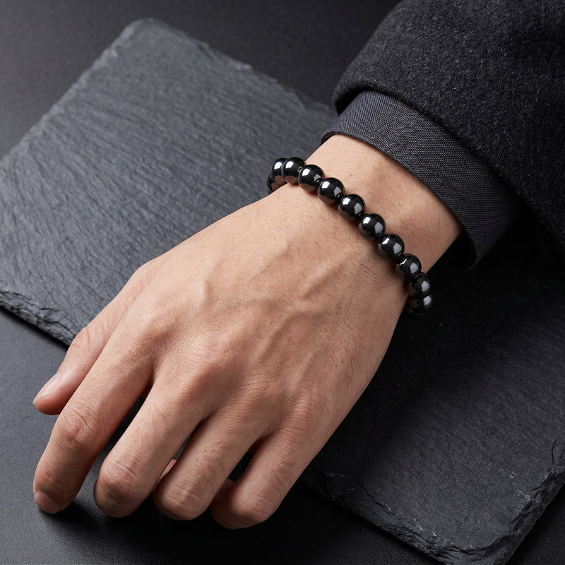 Hematite Crystal Bracelet – Grounding, Strength & Protection | 8MM Natural Stone Healing Bracelet