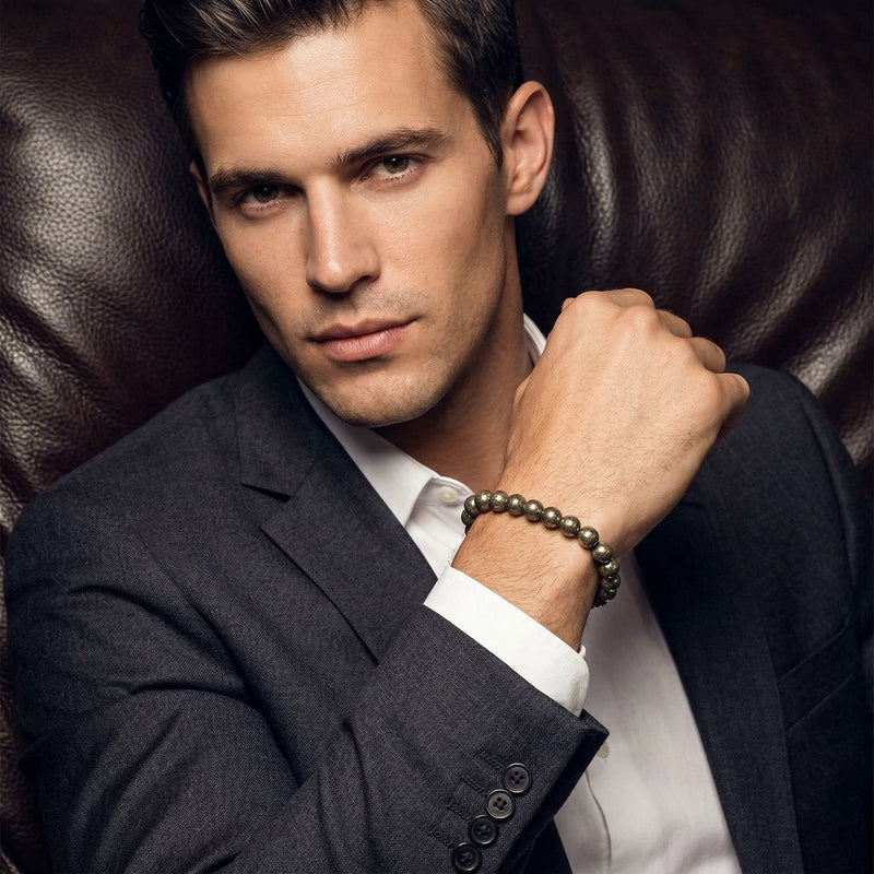 Pyrite Bracelet 8MM | Natural Stone Bracelet for Wealth, Abundance & Spiritual Protection