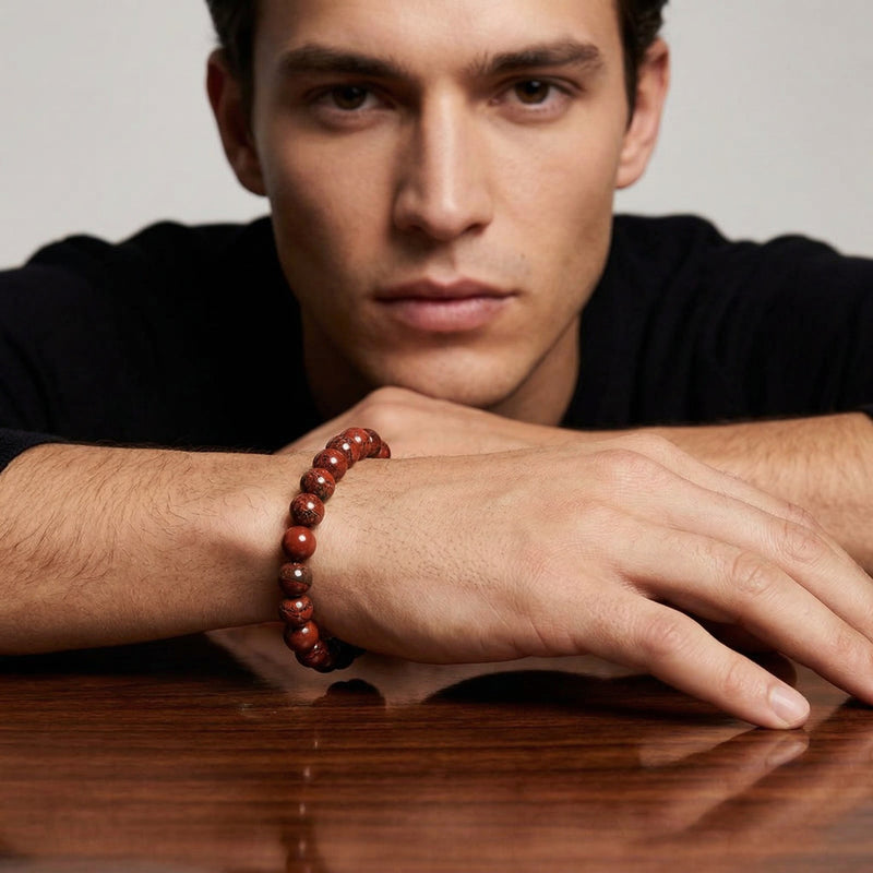Red Jasper Crystal Bracelet – 8MM Natural Stone Beads for Vitality, Courage & Grounding