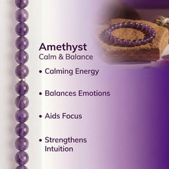 Amethyst Crystal Bracelet | Natural 8MM Healing Stone Bracelet for Calm, Intuition & Spiritual Protection