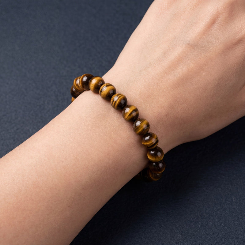 Black Tiger Eye Bracelet – 8MM Natural Stone Bracelet for Protection, Strength & Confidence