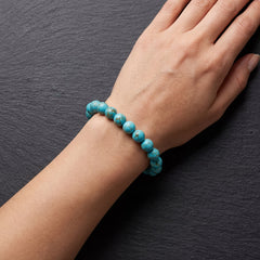 Turquoise Crystal Bracelet | 8MM Natural Stone Beads | Throat Chakra Healing & Protection Bracelet