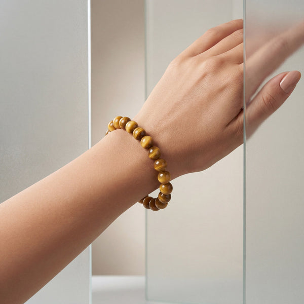 Golden Tiger Eye Bracelet | 8MM Natural Stone Beads | Protection, Confidence & Good Fortune