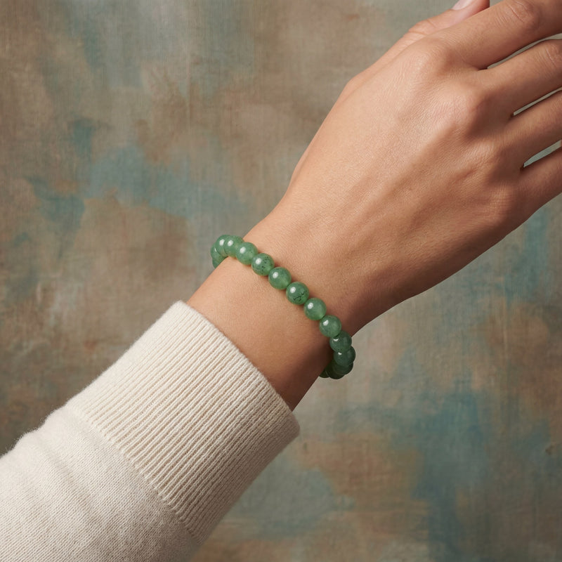 Green Aventurine Crystal Bracelet | Natural Stone Bracelet for Luck & Prosperity | 8MM Healing Crystal Bracelet