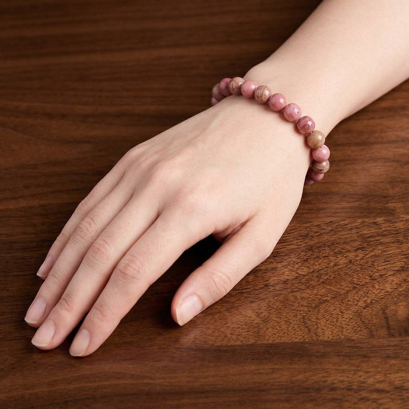 Rhodonite Crystal Bracelet – Natural Stone for Love & Emotional Healing | 8MM Beads
