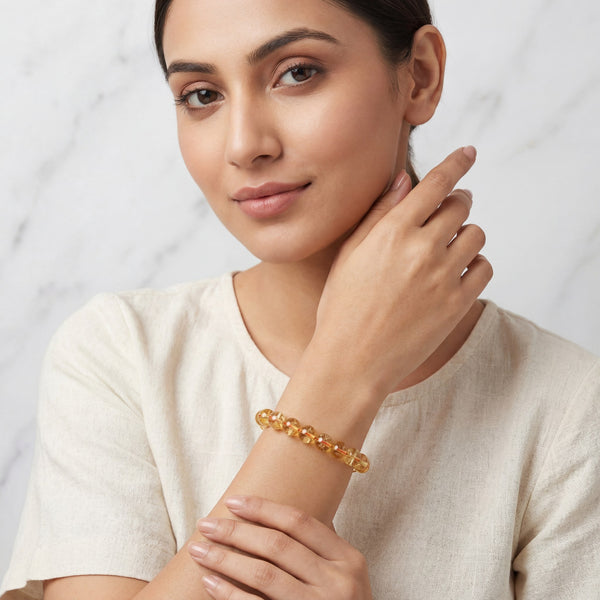 Citrine Crystal Bracelet | Natural Stone Bracelet for Abundance & Joy | 8MM Healing Crystal Bracelet