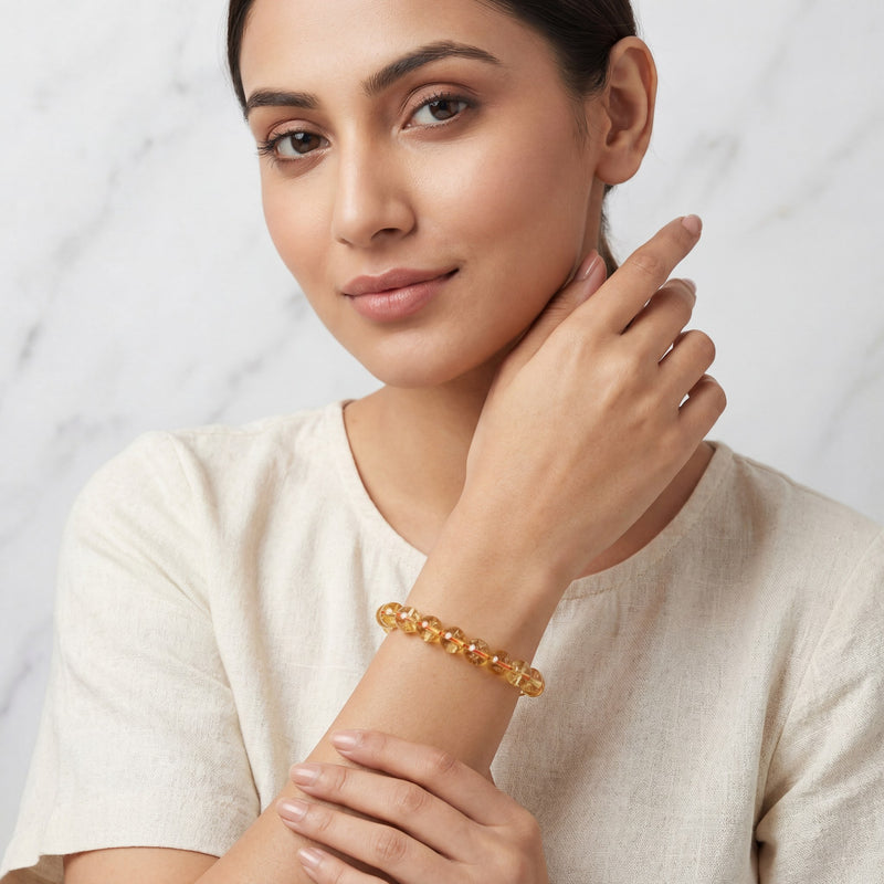 Citrine Crystal Bracelet | Natural Stone Bracelet for Abundance & Joy | 8MM Healing Crystal Bracelet