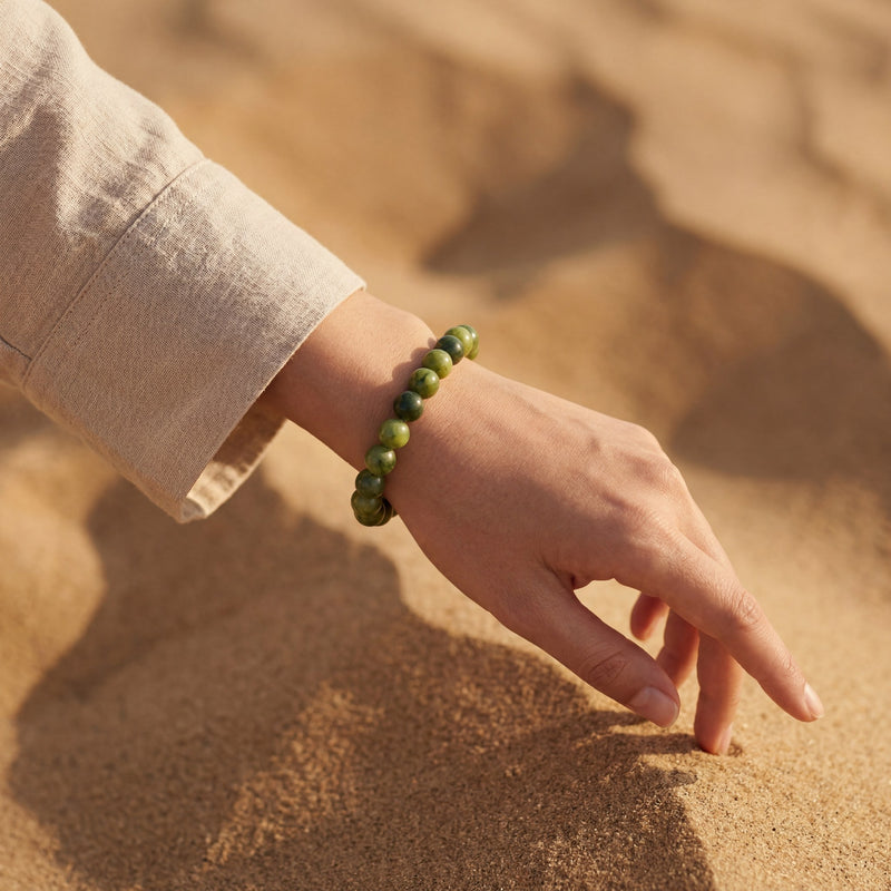 Green Jade Crystal Bracelet | 8MM Natural Stone Beads | Harmony, Protection & Abundance