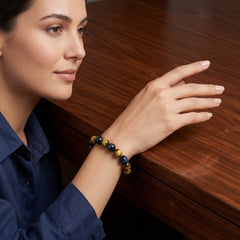 Golden Blue Tiger Eye Bracelet | Focus, Confidence & Protection | Natural Stone 8MM Healing Crystal Bracelet