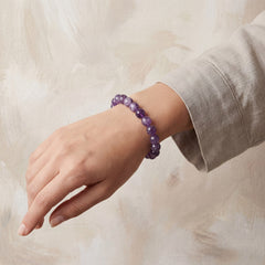 Amethyst Crystal Bracelet | Natural 8MM Healing Stone Bracelet for Calm, Intuition & Spiritual Protection
