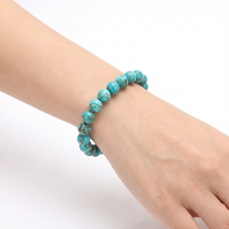 South African Turquoise Bracelet | 8MM Natural Stone Beads | Protection, Healing & Communication