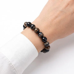 Sulemani Agate Bracelet | Natural Black Striped Agate Healing Crystal Bracelet | 8MM Beads | Protection, Grounding & Spiritual Awakening