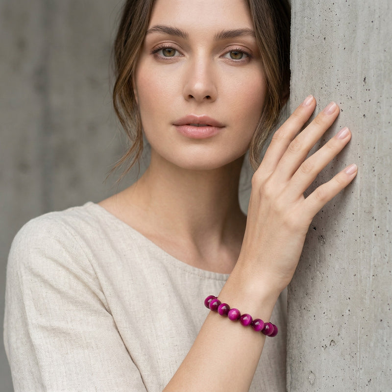 Rose Tiger Eye Bracelet 8MM – Confidence, Passion & Inner Strength | Natural Stone Healing Crystal Bracelet