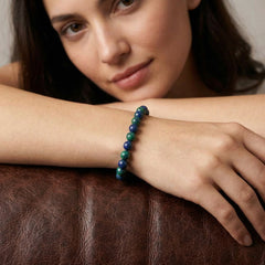 Azurite Crystal Bracelet 8MM | Intuition, Inner Wisdom & Spiritual Growth | Natural Stone Healing Bracelet